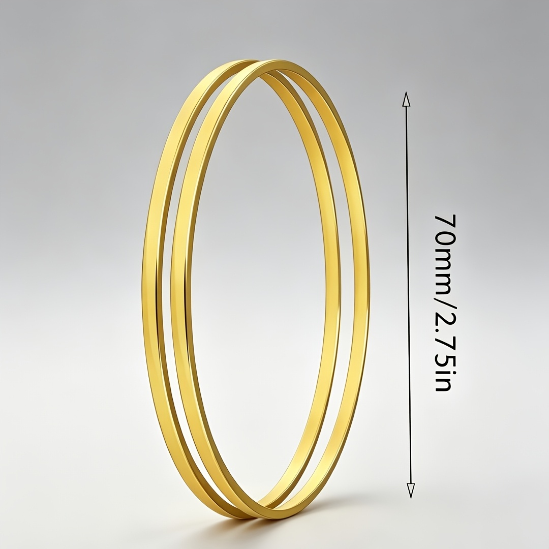 2pcs Women's Modern Stackable Round Bangle Set